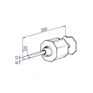 Embout octogonal de 60 avec pivot carré 10 mm (dessin)