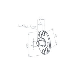 Support volet roulant  en acier ø 54 mm (dessin)