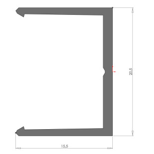Cache rainure en aluminium brut 20.5 x 15.5
