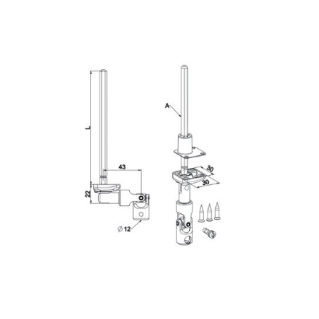 Mini bloc guide angulaire déporté L175 Noir 9005 - D850WA