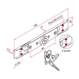 Serrure aluminium pour lame finale