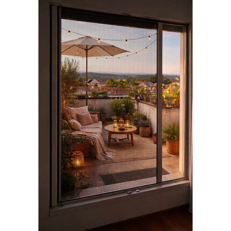 Moustiquaire porte plissée sur mesure gris 7016