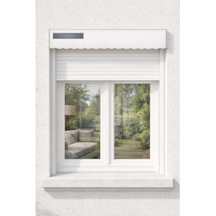 Volet roulant solaire blanc avec lambrequin