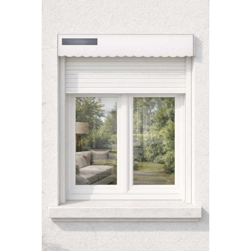 Volet roulant solaire blanc avec lambrequin