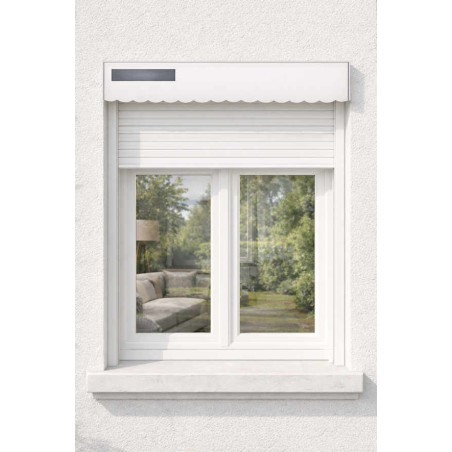 Volet roulant solaire blanc avec lambrequin