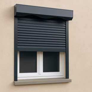 volet rénovation noir - pan coupé