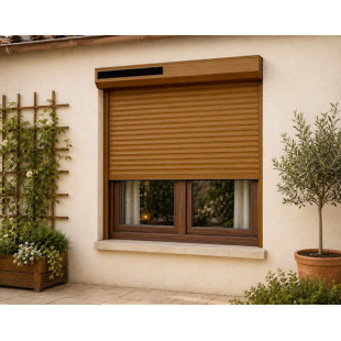 Volet roulant solaire sur mesure faux bois