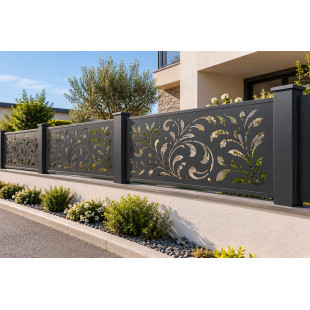 clôture avec panneaux décoratifs aluminium
