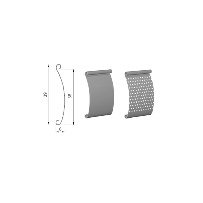 Dimensions lame aluminium simple paroi pleine et microperforée