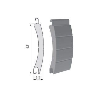 Pack de 5 lames aluminium 42x8 - Long. 1,6 mètres