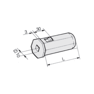 Embout octogonal de 60 avec entrée carré 10mm (dessin)